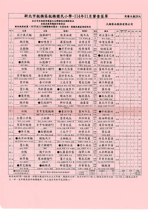 114年11月菜單圖片