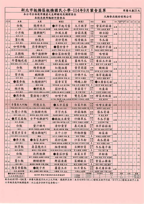 114年9月菜單圖片