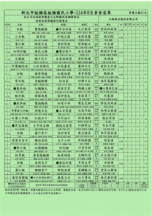 114年9月菜單圖片